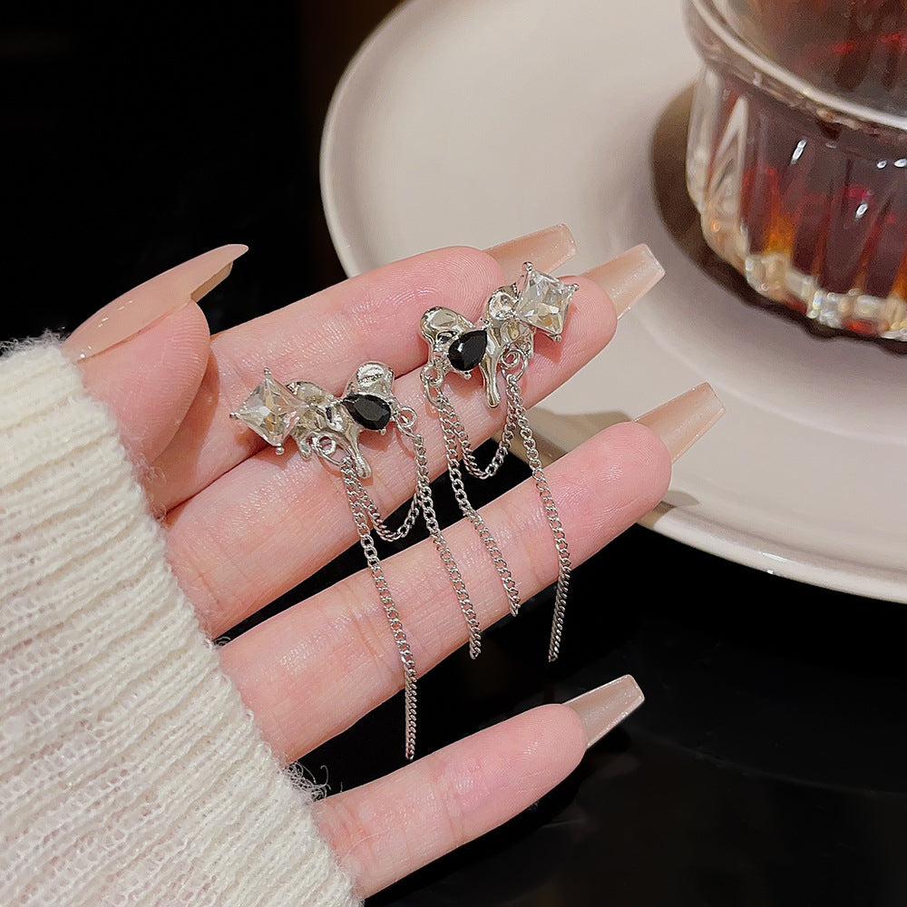 Women's Liquid Heart-shaped Tassel Korean Style Graceful Personality Simple Rings