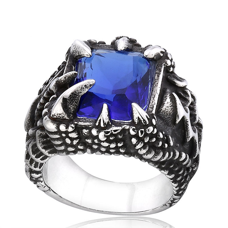 Men's Retro Ornament Titanium Steel Zircon Domineering Personalized Rings