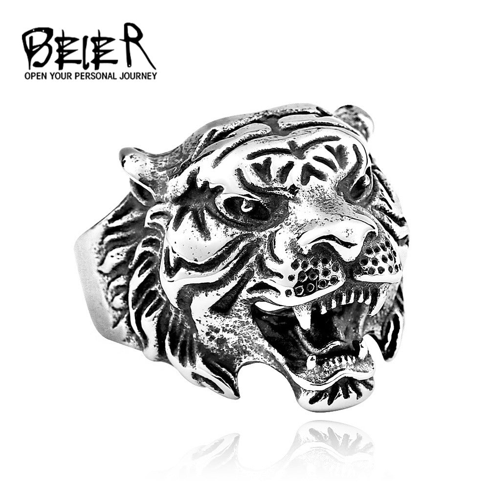 Men's Stainless Steel Vintage Personality Tiger Head Rings