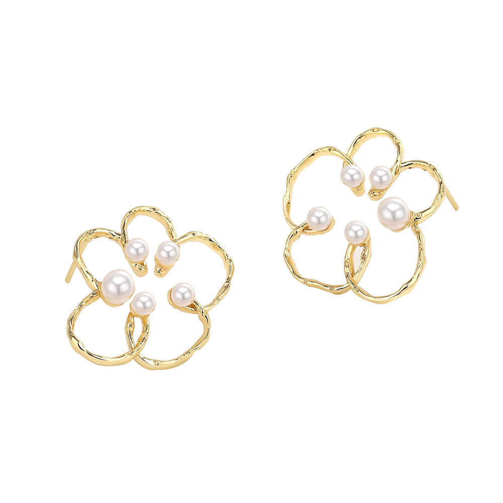 Women's Flower Pearl Trendy Niche Design High-grade Earrings