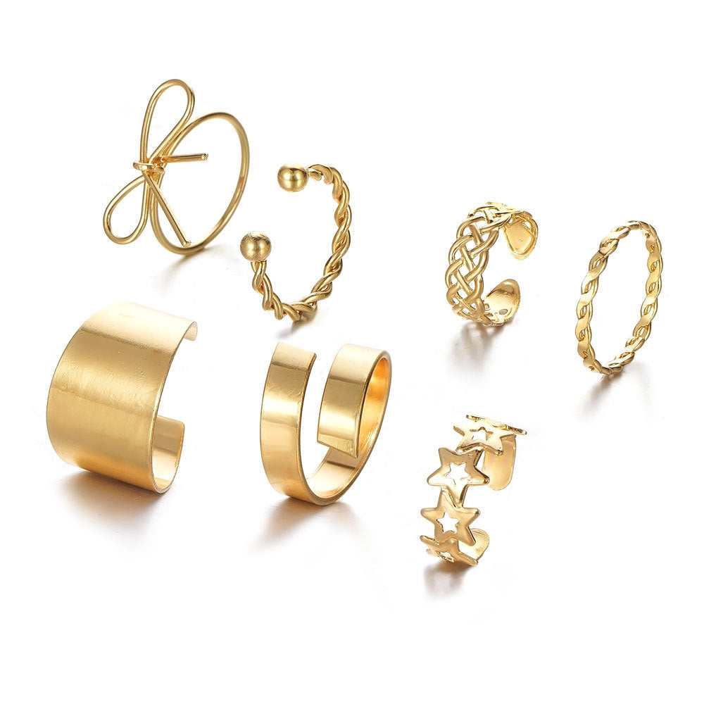Twist Butterfly Set Of Knuckle Alloy Simple Rings
