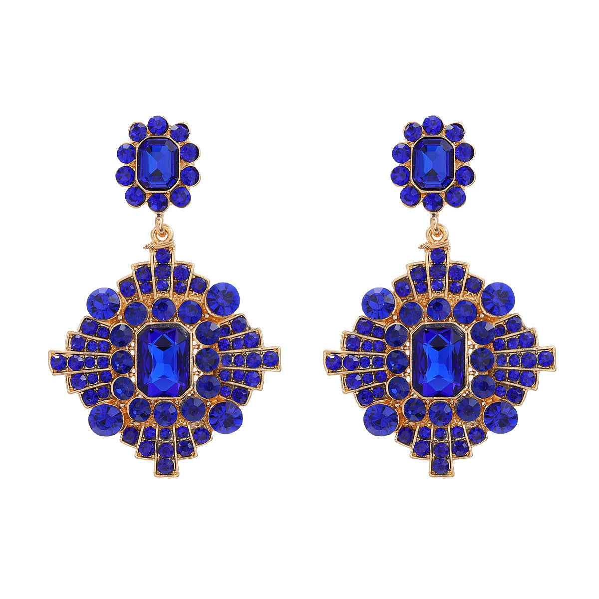 Women's Trendy Colorful Crystals Exaggerated Geometric Full Earrings