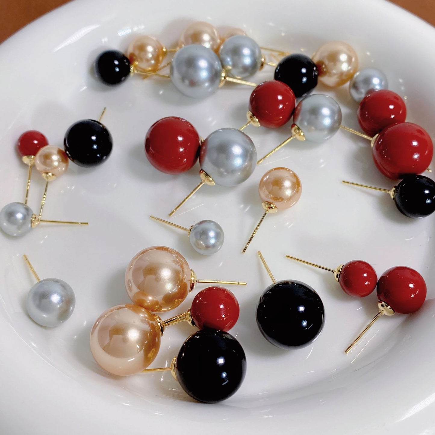 Retro Simple Color Perfect Circle Pearl Sier Earrings