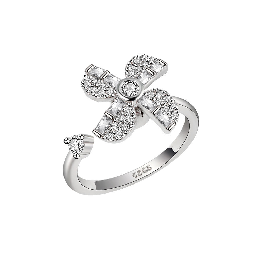 Children's Rotating Decompression Rhinestone Open Small Design Rings
