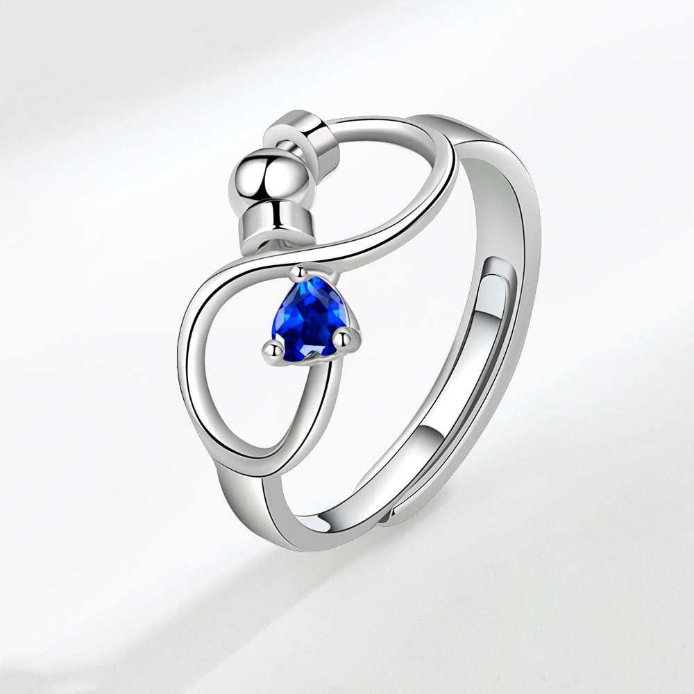 Birthstone Rotating Decompression Heart-shaped Infinite Couple Rings