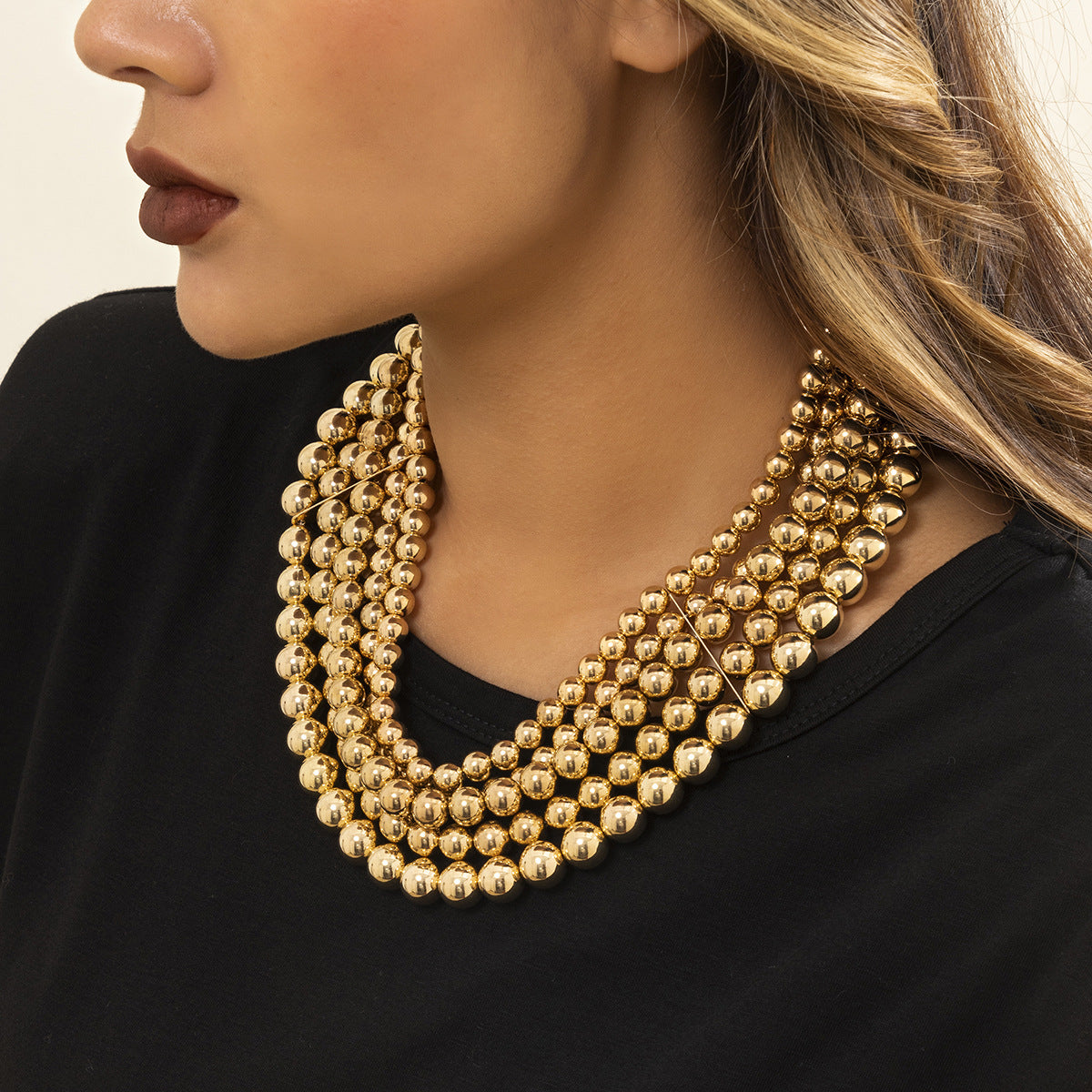 Colliers simples à perles pour femmes, ornement exagéré, jumeaux, Punk, minorité