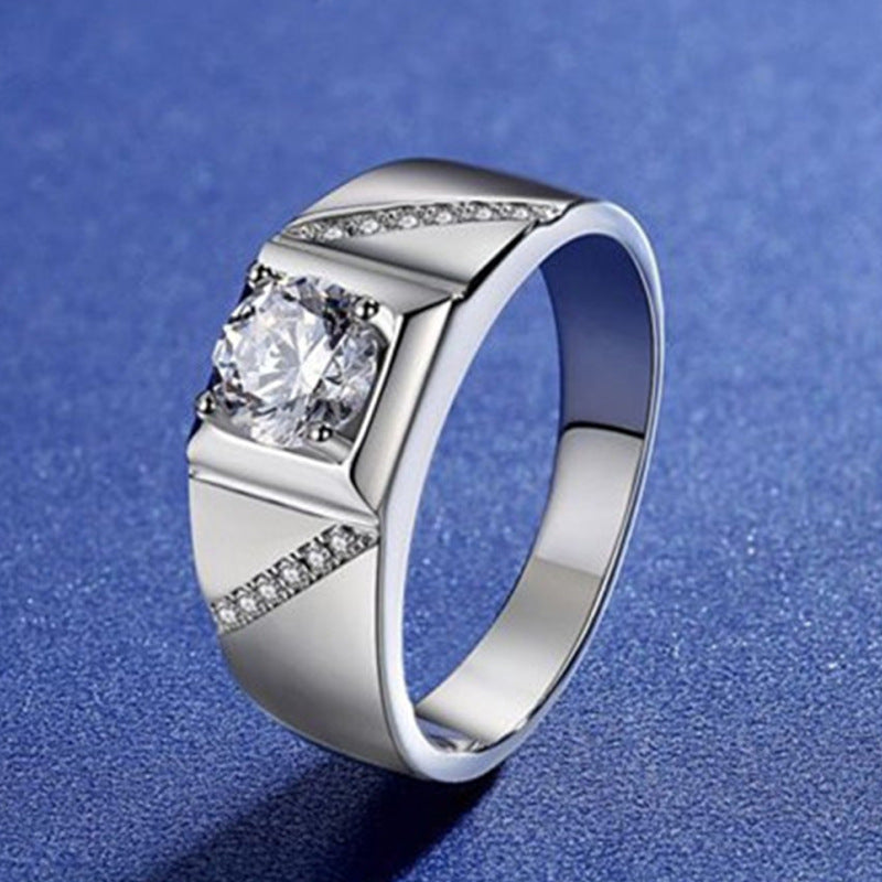 Herrenringe mit 2-karätigem, imitiertem Moissanit-Diamant aus Stein