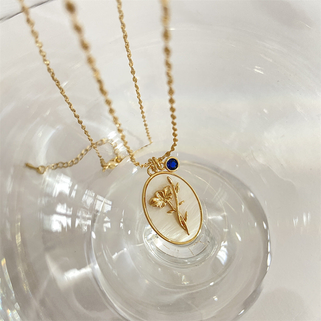 Colliers à pendentif en coquillage ovale tridimensionnel, fleur de décembre pour cheveux