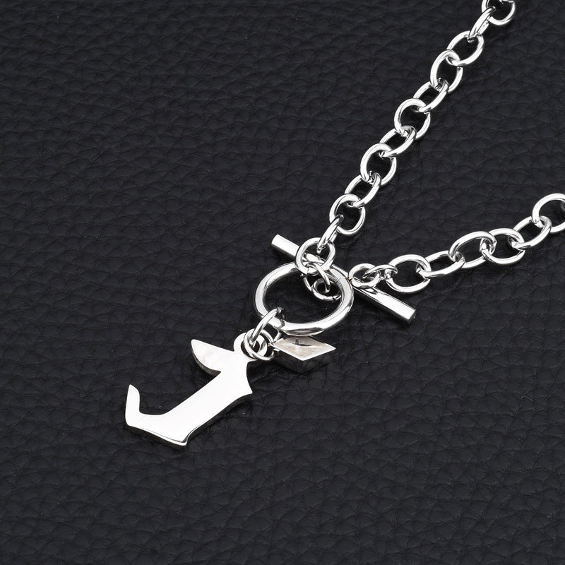 Chaîne de clavicule pendentif anglais colliers en acier titane