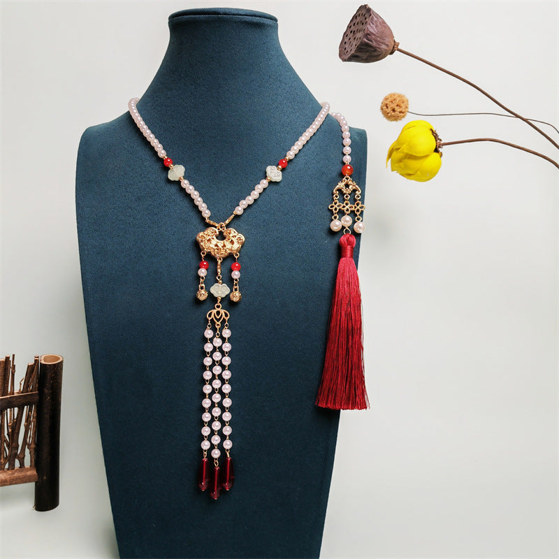 Antiquity Long Daily Versatile Skirt Accessories Peony Lock Necklaces