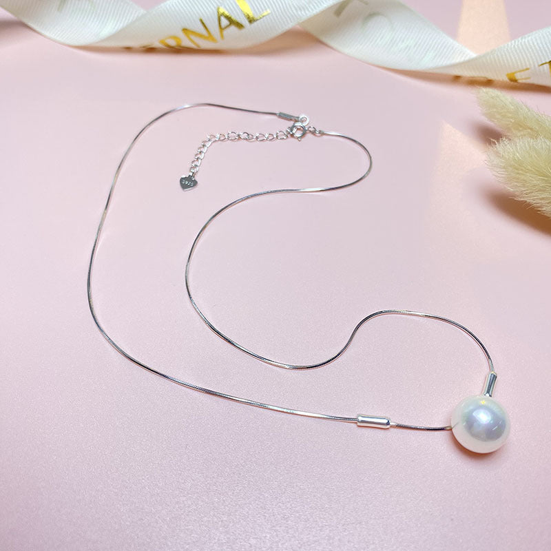 Simple Fine Snake Bones Chain Pearl Necklaces