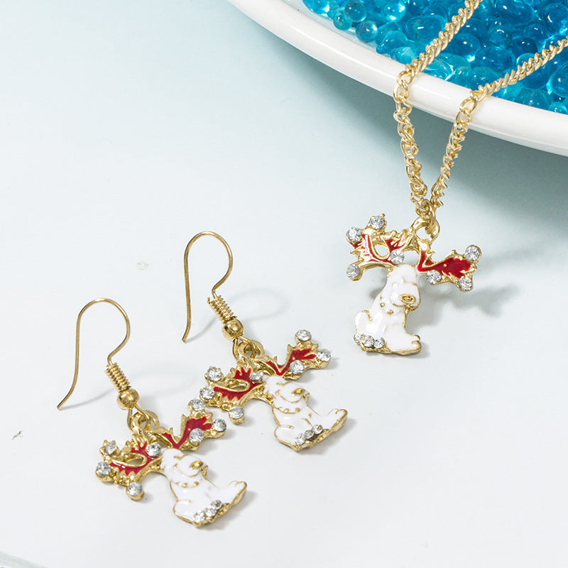Christmas Suit Cute Santa Dripping Oil Necklaces