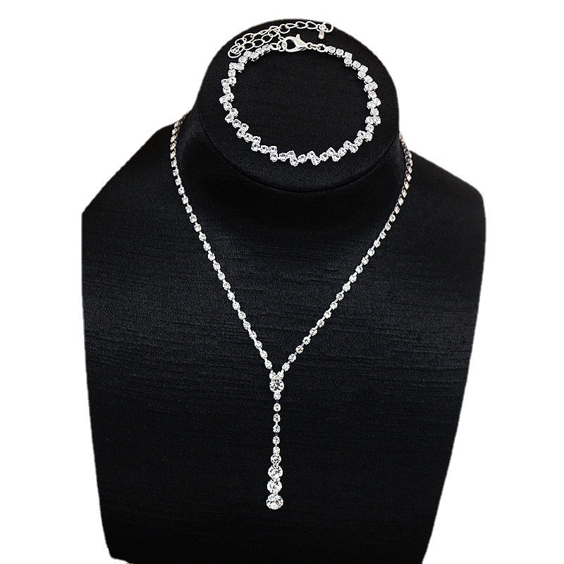Women's Crystal Rhinestone Bridal Wedding Three-piece For Necklace