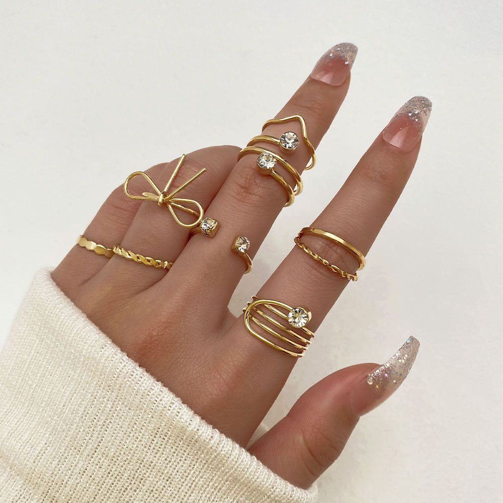 Twist Butterfly Set Of Knuckle Alloy Simple Rings