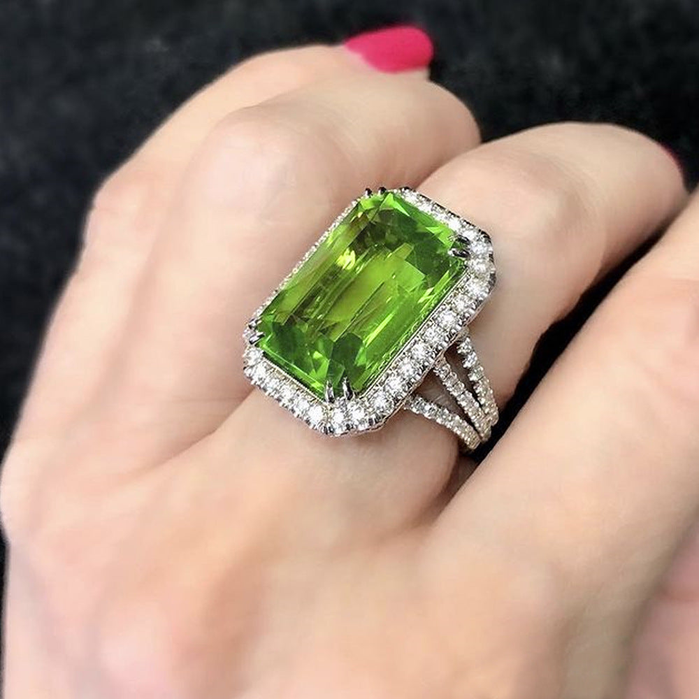 Live Simulation Princess Square Diamond Olive Rings
