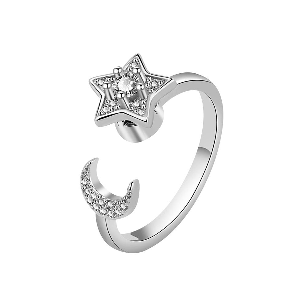 Fashion Star Moon Ethnic Style Rotating Index Finger Rings