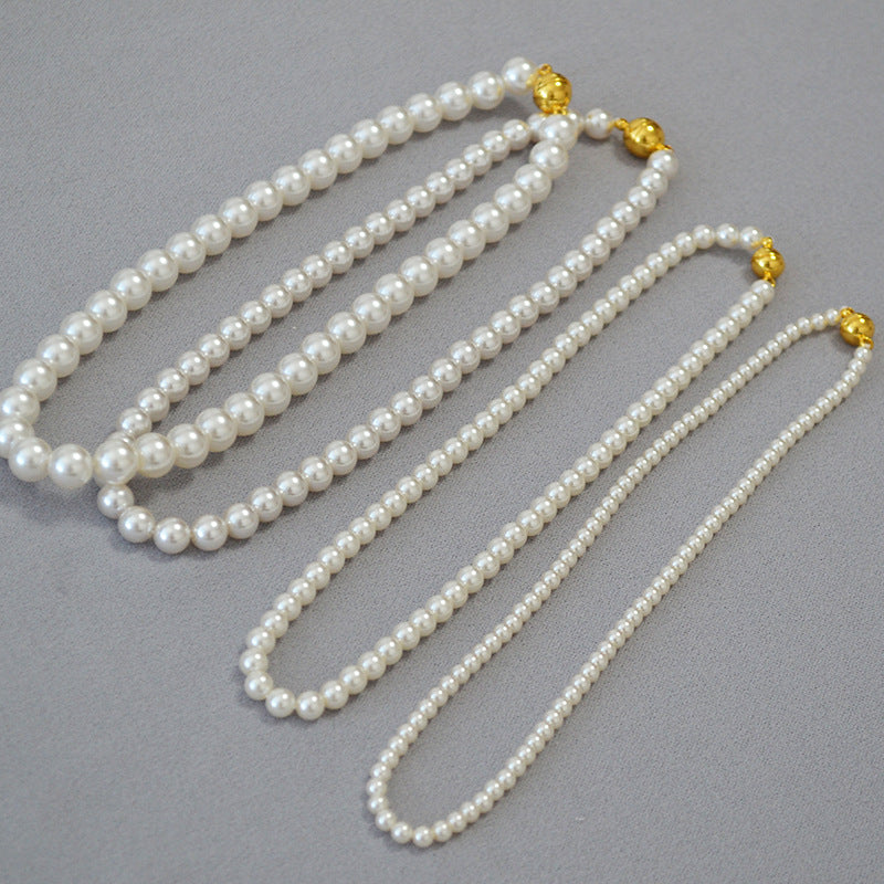 Colliers de pull à boucle magnétique pour femmes, à reflets circulaires, Imitation de perles