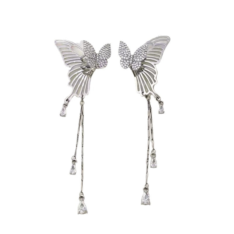Super Fairy Exquisite Butterfly Rhinestone Tassel Bone Fashionable Elegant Rings