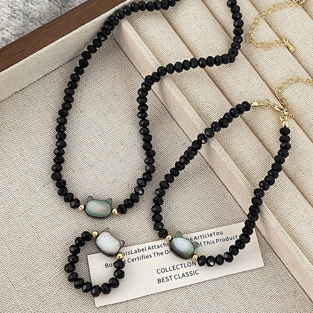 Colliers colorés Kitty en cristal noir de haute qualité à usage quotidien