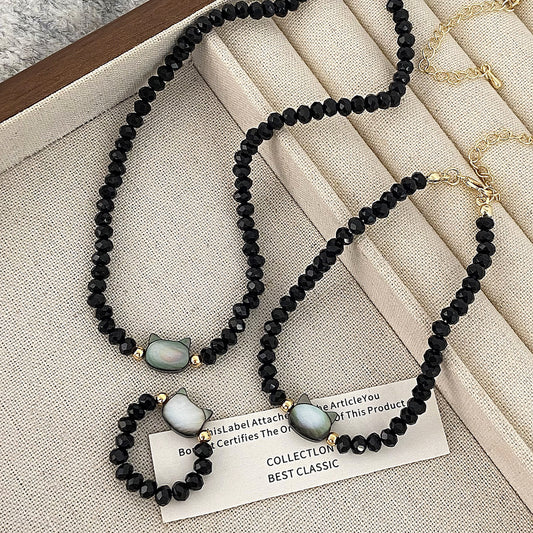 Colliers colorés Kitty en cristal noir de haute qualité à usage quotidien