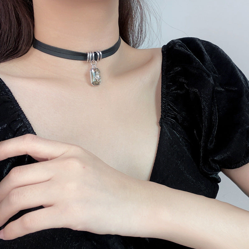 Advanced Design Leather Square Female Simple Necklaces