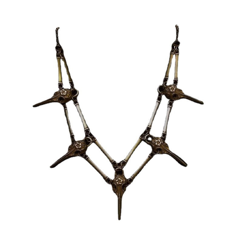 Colliers maléfiques gothiques avec crâne d'oiseau, tendance à l'étranger