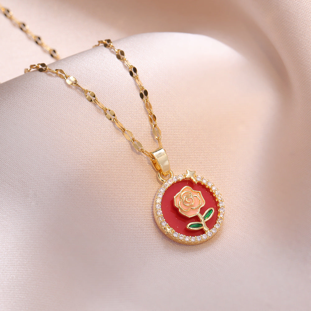 Women's Zircon Rose High-grade Design Clavicle Chain Necklaces