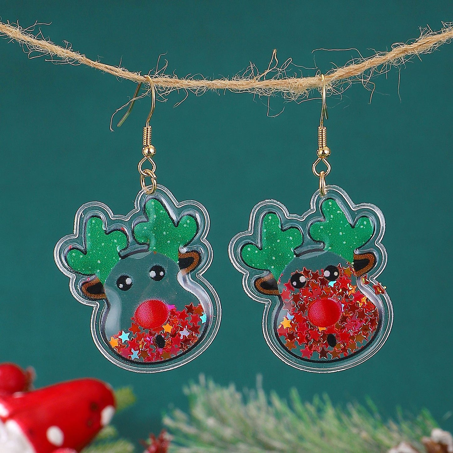 Female Sweet Cute Santa Tree Cartoon Earrings