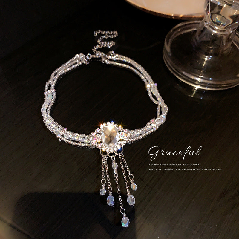 Colliers de clavicule de perles de cristal de diamant de personnalité de Grandeur