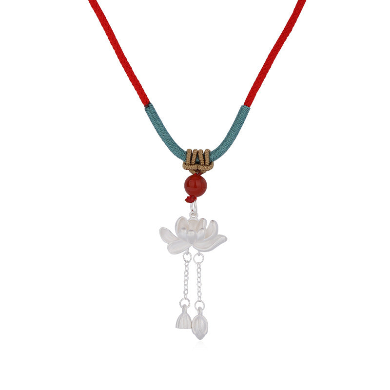 Women's Sier Lotus For Light Luxury Minority Ancient Style Necklaces