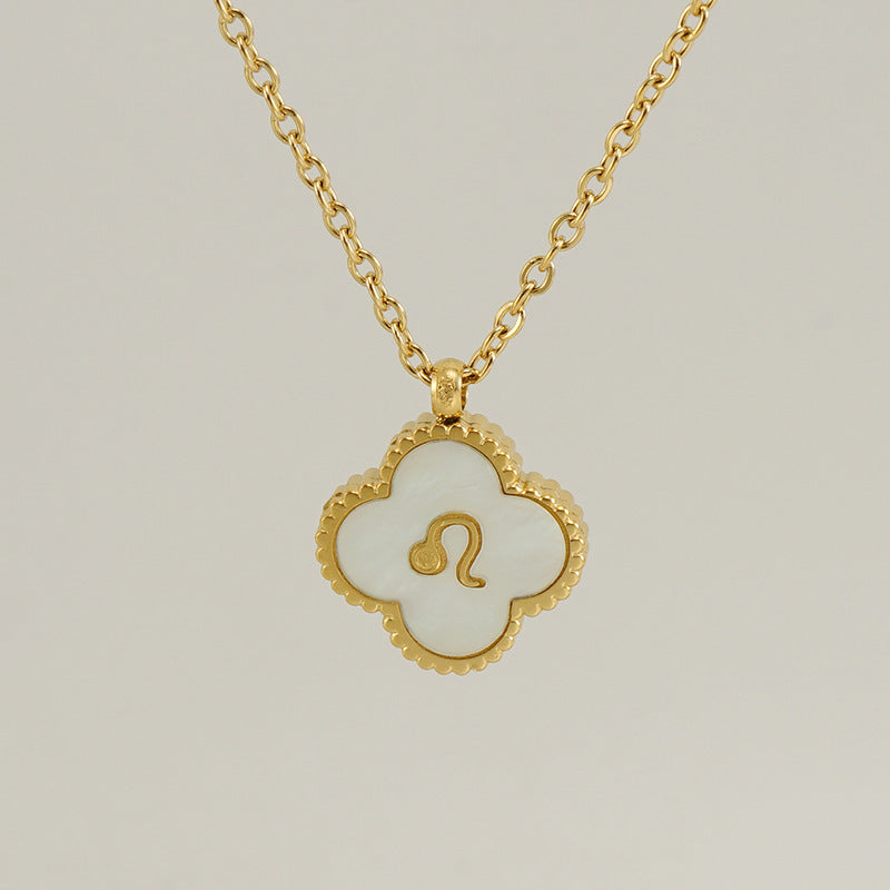 Colliers inoxydables de Constellation de coquille de trèfle en acier titane