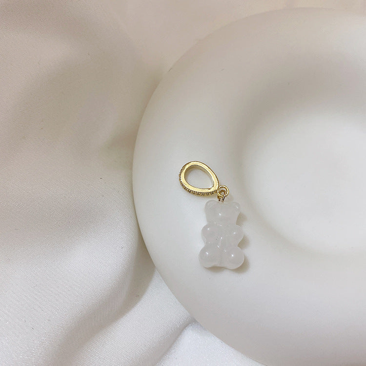 Colliers féminins avec pendentif Smiley en métal ours transparent