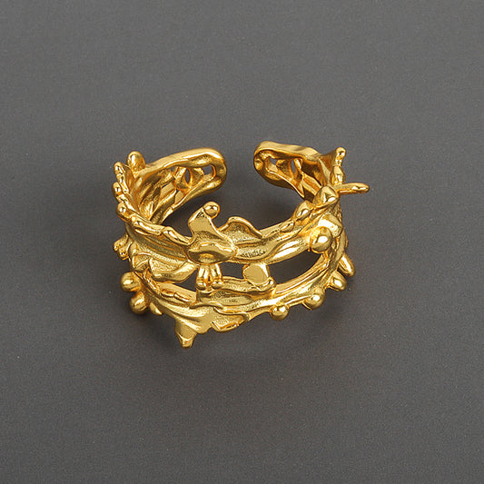 Women's Style Niche Design Minimalist Irregular Wide Texture Rings