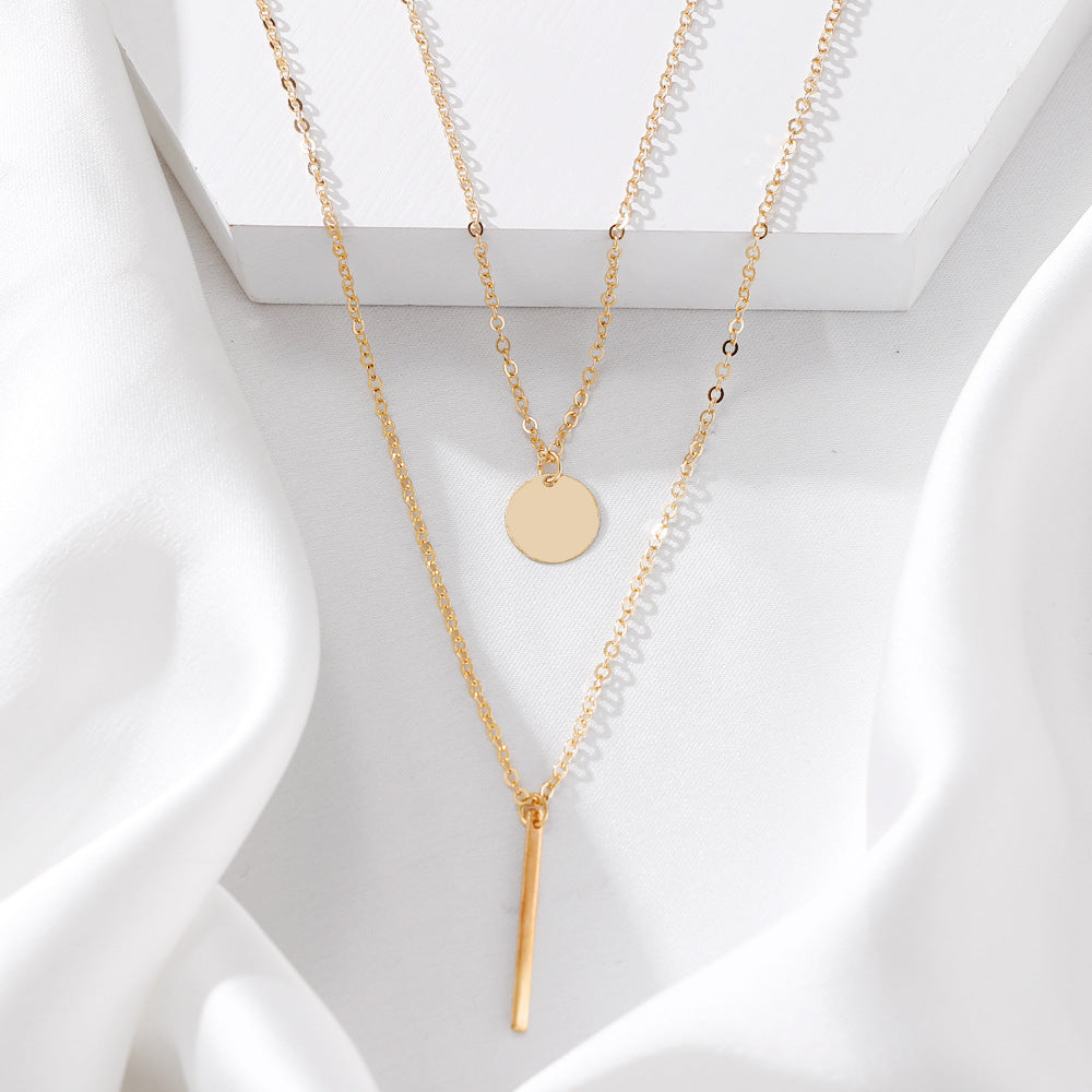 Accessories Double Layer Twin Pendant Simple Necklaces