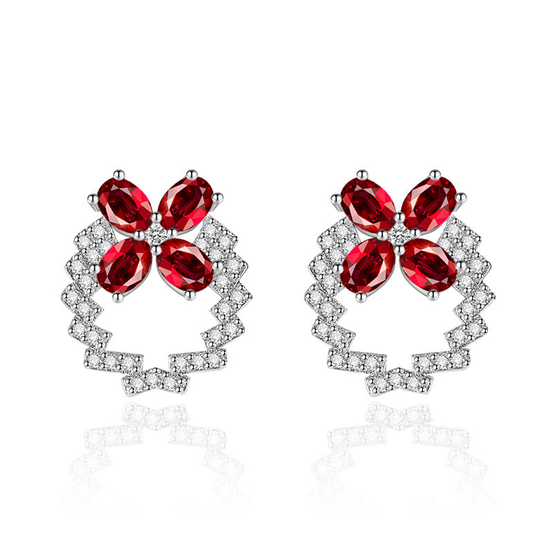 Women's Four Leaf Clover Ear Fashion Small Fresh Sier Earrings