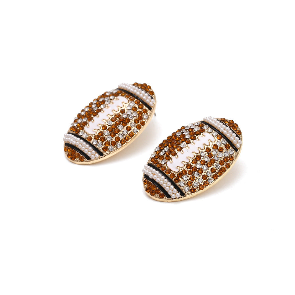 Women's Alloy Diamond Rugby Retro Geometric Pearl Earrings