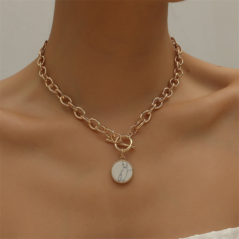 Turquoise Alloy Chain Pendant Clavicle Female Necklaces