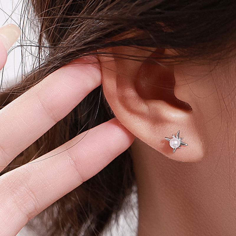 Damen-Ohrringe mit natürlichen Süßwasserperlen, Sterling Silber, kleine, zarte Mode-Ohrringe