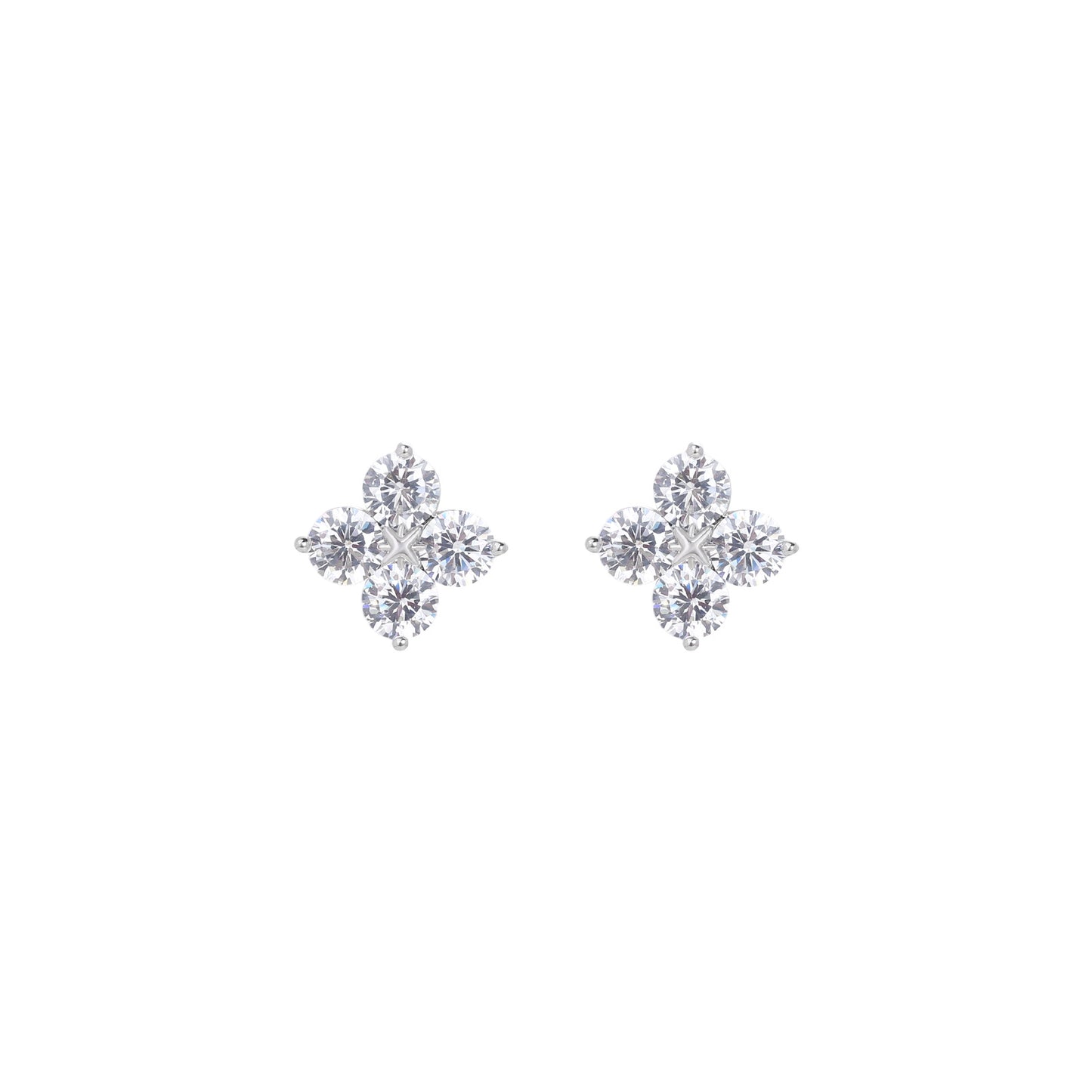 Stars Zircon Ear Fashionable Sier Pin Stud Earrings