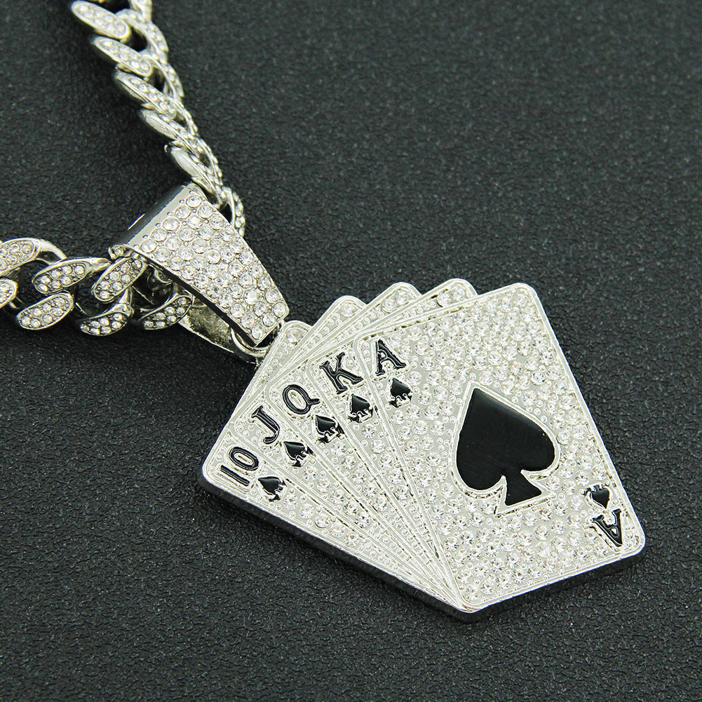 Accessoires de pendentif de poker personnalisés, colliers Hip Hop