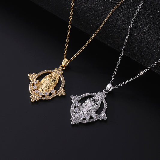 Ornament Vintage Virgin Mary Micro Pendant Necklaces