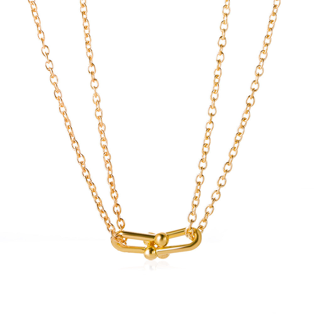 U-shaped Fashionable Retro Metal Vachette Clasp Necklaces