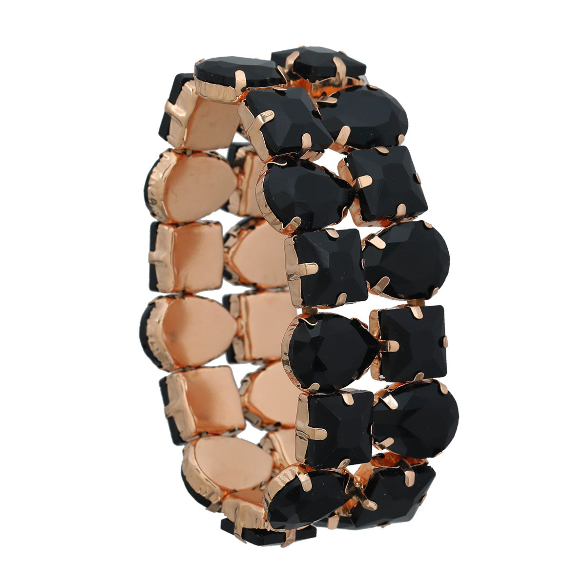 Women's Full Diamond Hip Hop Double Layer Glass Bracelets
