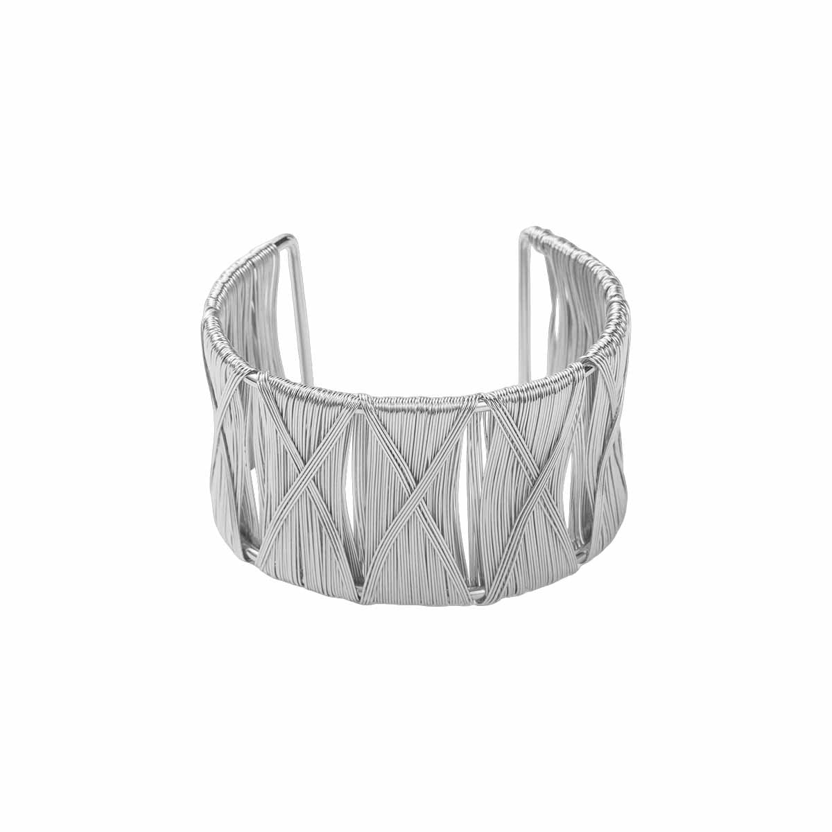 Metal Brushed Personality Geometry Hollow Width Bracelet