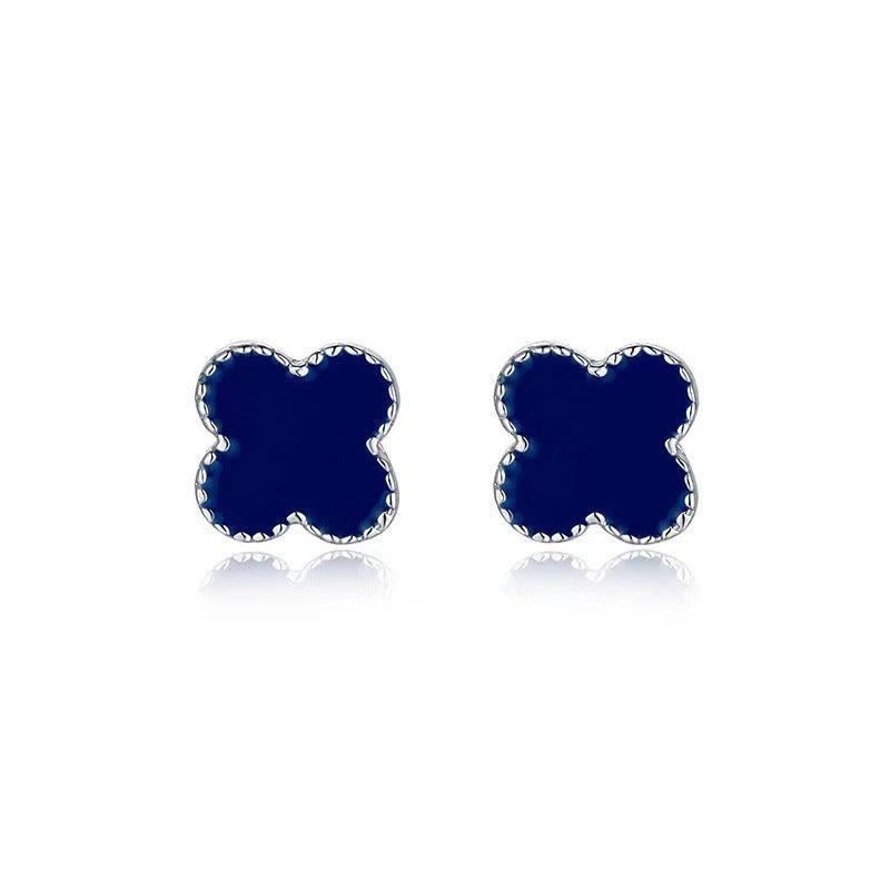 Four Leaf Clover Ear Elegant Sapphire Earrings