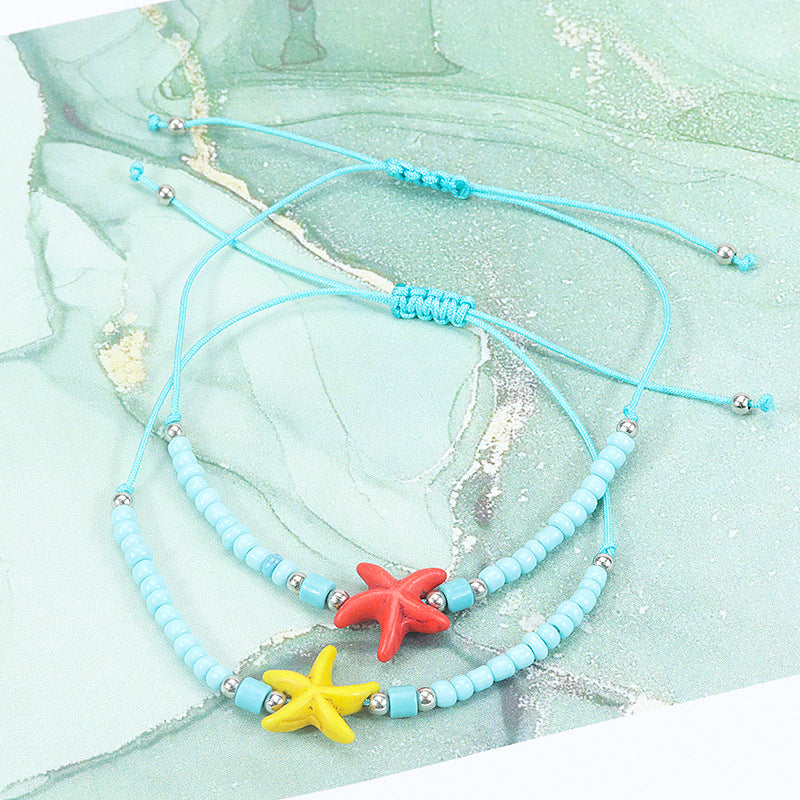Ocean Beach Surfing Colorful Starfish Bead Bracelets