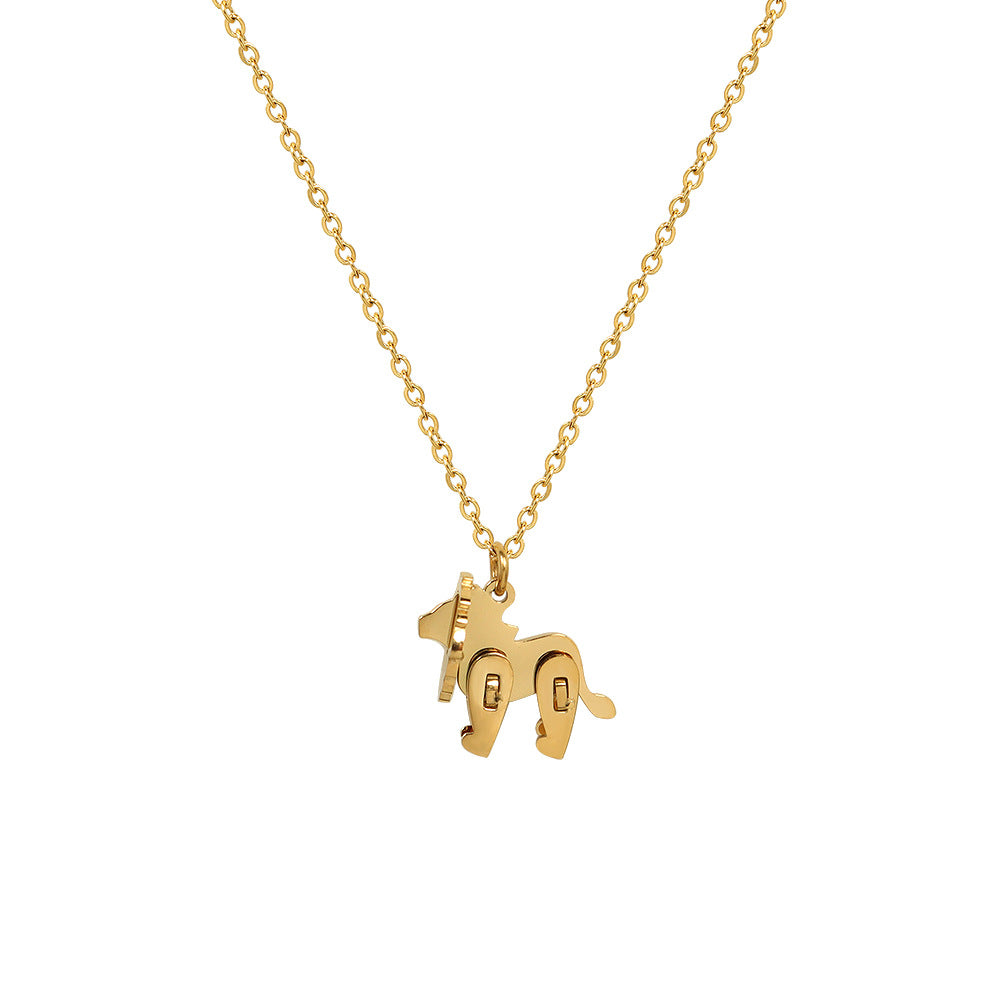 Mechanical Machine Lion Pendant Clavicle Chain Necklaces
