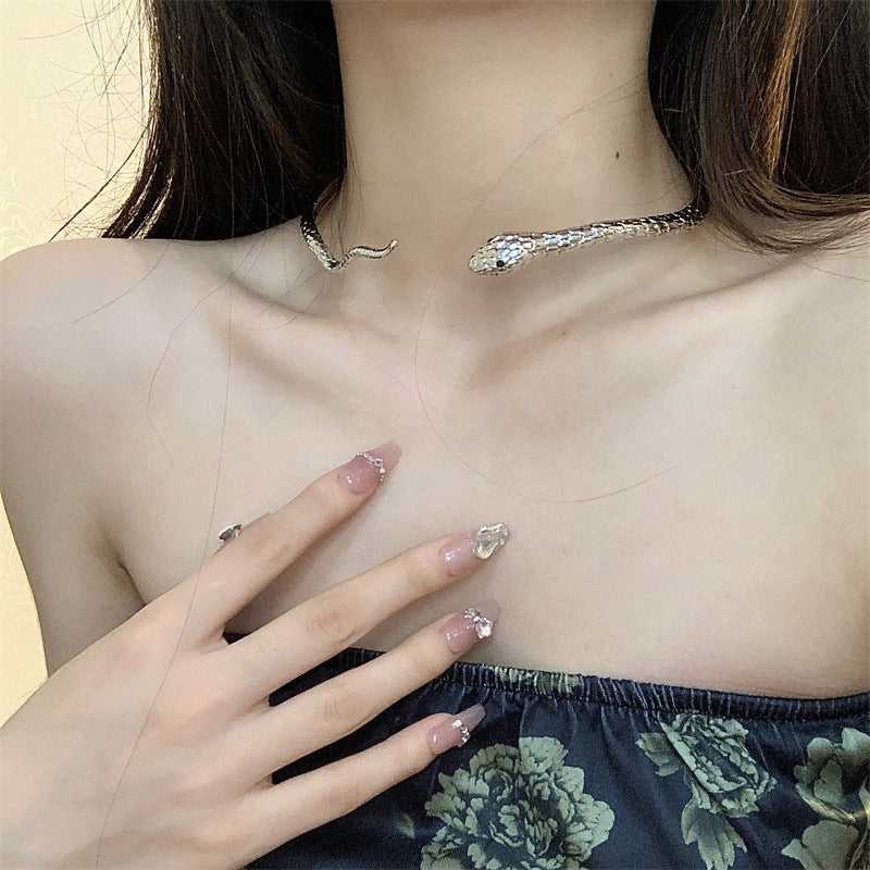 Collier femme serpent en métal, accessoires Punk chauds, colliers