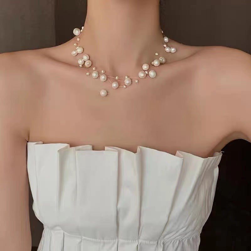 Women's Size And Handmade Fishing Line Clavicle Woven Necklaces