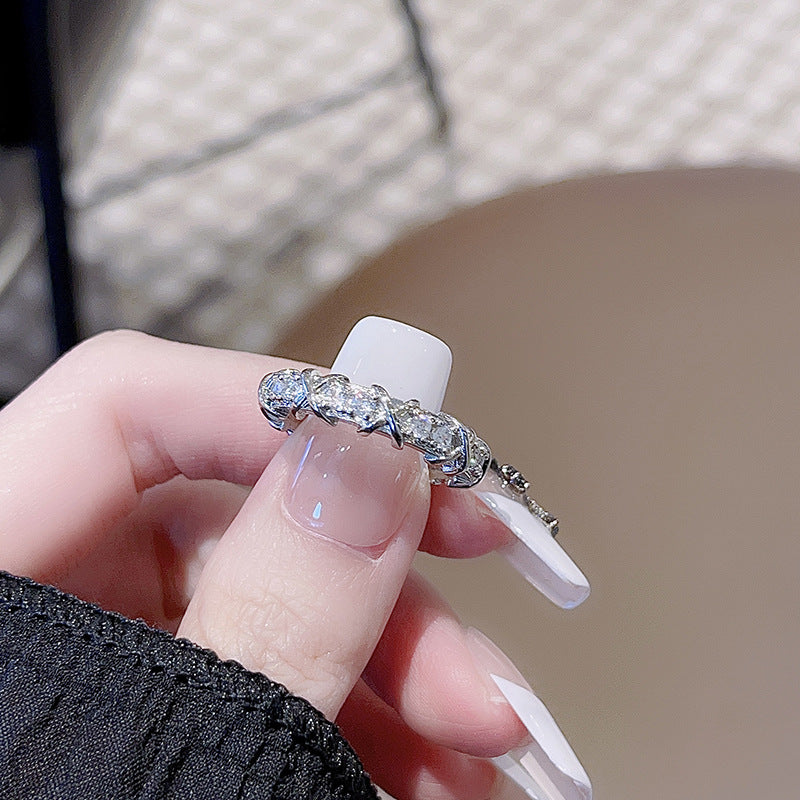 Women's Zircon Fashion French Cross Dark Open-end Rings